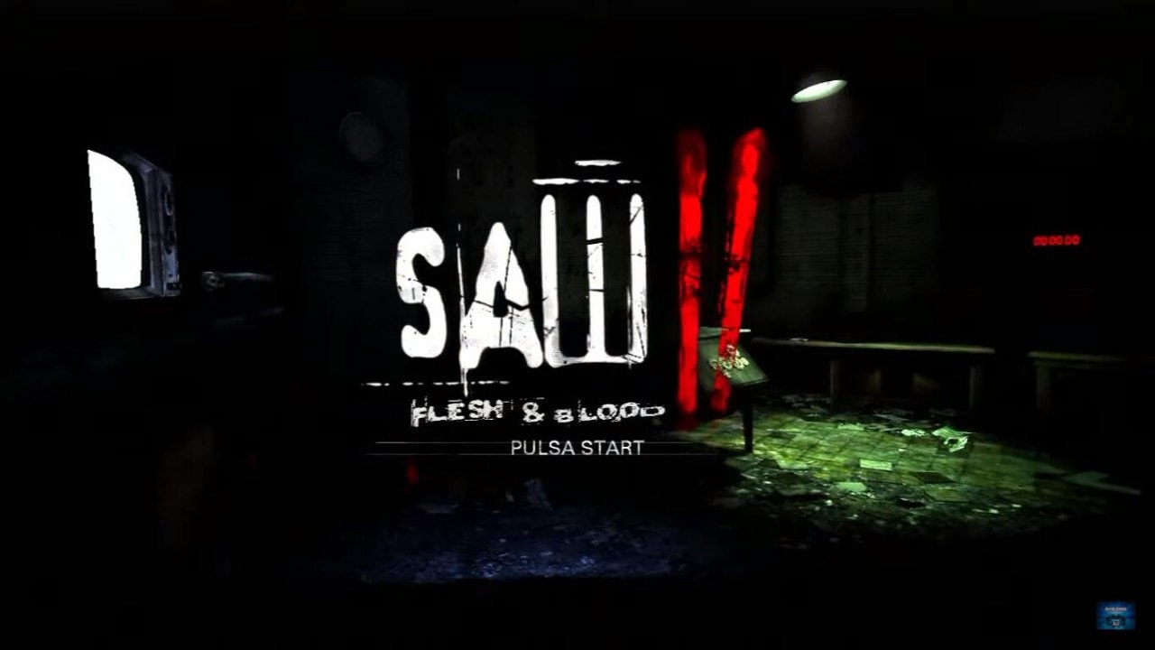 Saw II: Flesh & Blood title screen for Xbox 360